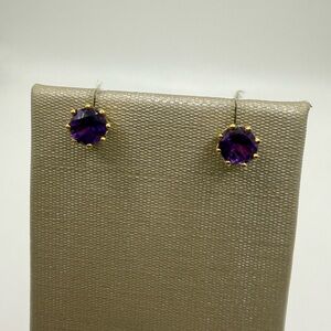 Amethyst Stud Earrings Gold Over Sterling 925